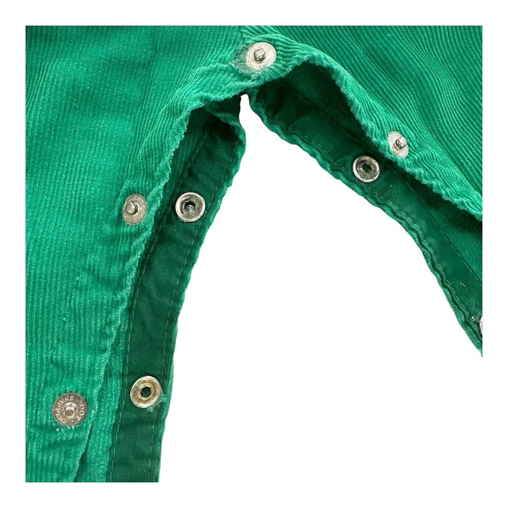 Vintage Green Corduroy Baby Overalls Rooster Plaid Appliqué Snap Legs 12-18 M T2 - Picture 5 of 12